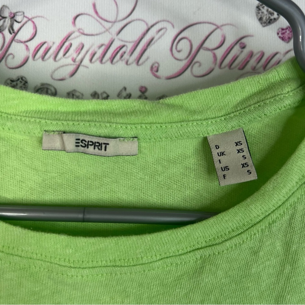 Esprit tshirt tee neon Lime Green Short Sleeve Tee comfy flowy - Picture 5 of 7